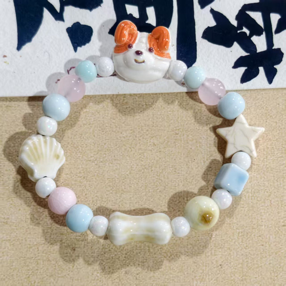 Artistic Handmade Ceramic Single Circle Ethnic Bracelet - Sea Salt Lemon C88 MegaBDM