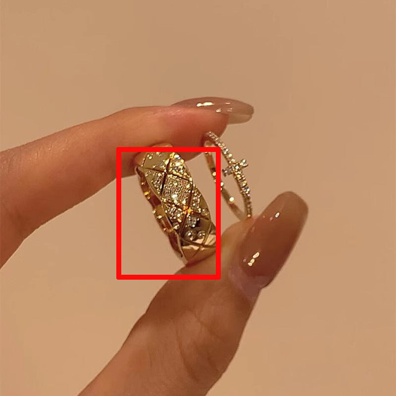 Wide Classic Style Light Luxury Temperament Full Ring - Diamond Diamond Ring MegaBDM
