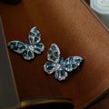 Zircon Butterfly Water Drop Ear Female Rings - 54# Silver Needle-Blue-Butterfly MegaBDM