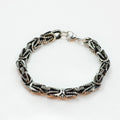 Men's Vintage Byzantine Chain Black Polished Hip Hop Square Titanium Steel Bracelet - Diamond Tooth Pattern 8mm * 19cm MegaBDM
