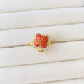 Style Song Dynasty Brocade Clover Rotatable Finished Delicate Rhinestone Copper Rings - Orange MegaBDM