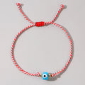 Women's & Men's Glass Devil's Eye Woven Hand Strap Adjustable Red Rope Bracelet - C-B23111501C MegaBDM