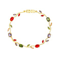 Luxury Style Quality Light Full Diamond Bracelet - Gold; Colored Leaves; Red Green Purple MegaBDM