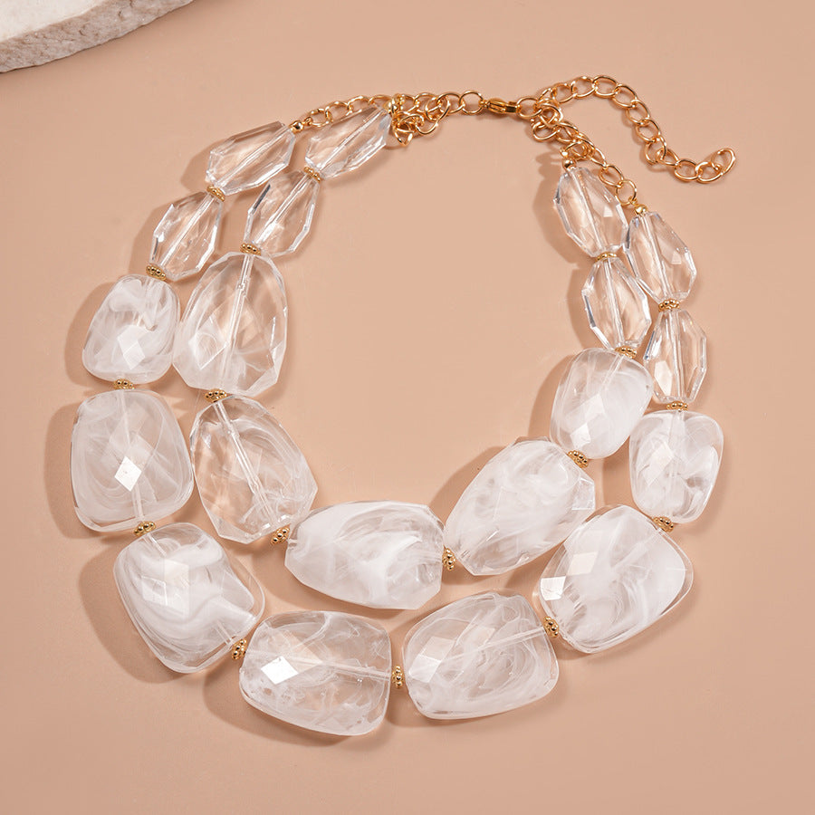 Women's Irregular Beaded Personalized Minority Seaside Vacation Necklaces - Necklace-White MegaBDM