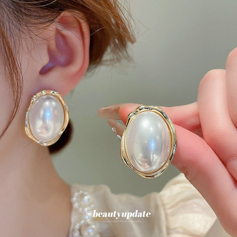 Women's Personality Fashion Trendy Light Luxury High-grade Earrings - 37# Silver Needle-Golden-Oval MegaBDM