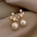 Charming Women's Bow Pearl Light Luxury Earrings - 13# Stitching Pearl Zircon Stud Earrings MegaBDM
