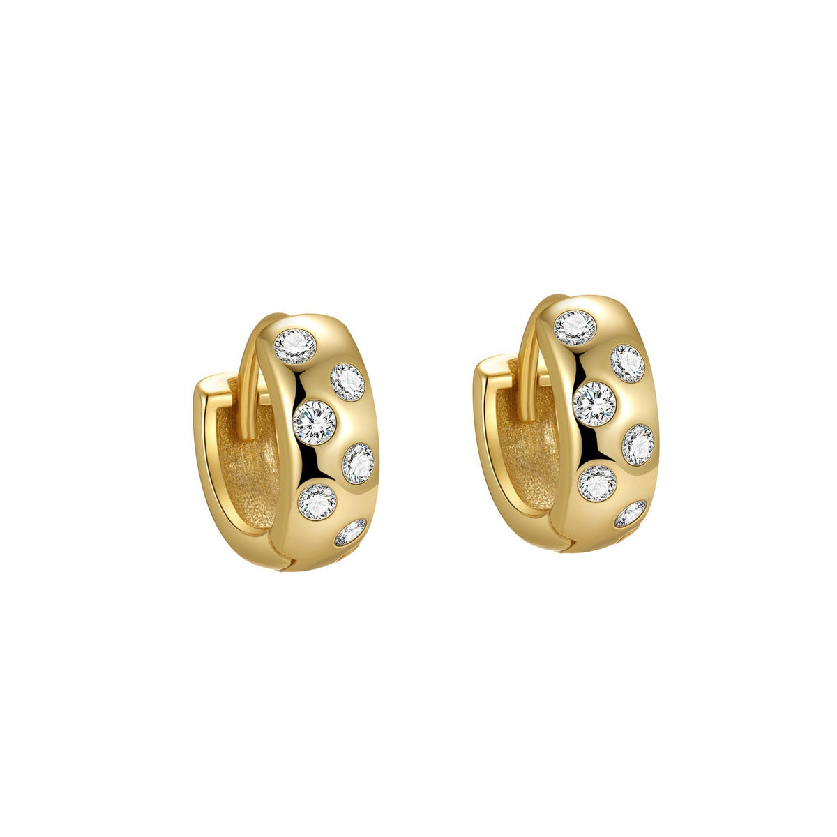 Women's Sterling Sier Zircon Fashion Ear Punk Earrings - Erh270 Gold Plated / 925 Silver MegaBDM