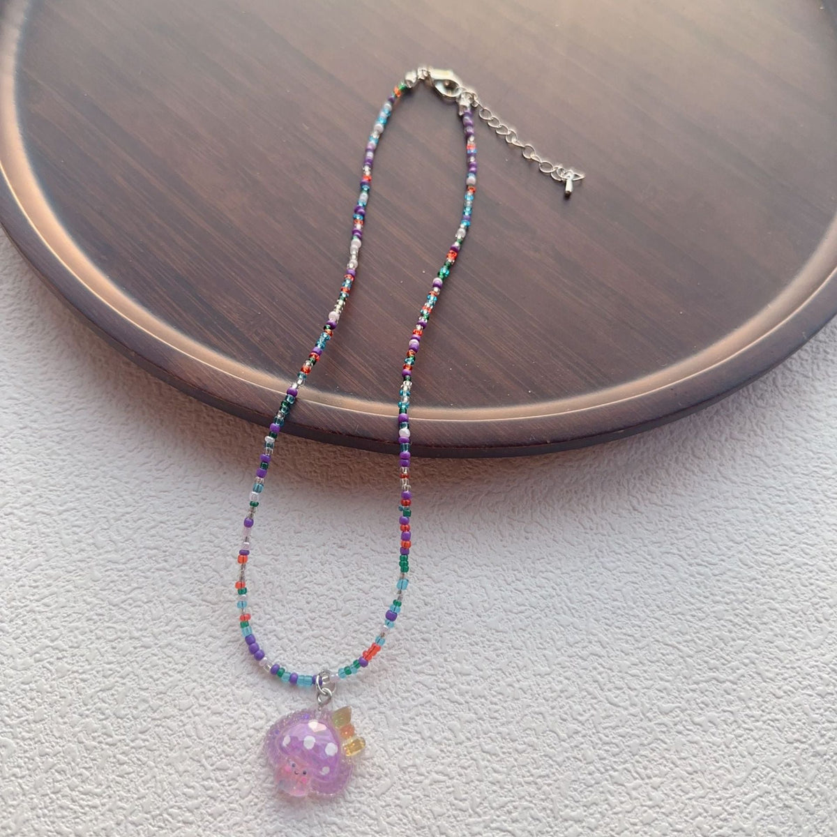 Beaded For Cartoon Cute Bowknot Clavicle Chain Necklace - Small mushroom MegaBDM