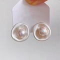 Women's Needle Round Curved Geometric Ear Retro Personalized Temperamental Light Luxury Earrings - 20# Silver Needle-Silver-White MegaBDM