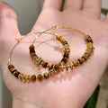 Tigereye Series Female Exquisite Vintage Special Interest Earrings - 2512260 Tigereye Metal Beaded Ear Ring MegaBDM