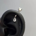 Bone Small Versatile Butterfly Design Pin Stud Earrings - 10# Loving Heart Zircon D2252 MegaBDM