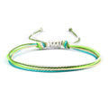 Coast Style Twin Creative Wax Line Hand Weaving Bracelet - White Green White Knot MegaBDM