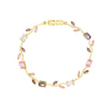 Luxury Style Quality Light Full Diamond Bracelet - Gold; Colored Leaves; White Purple MegaBDM