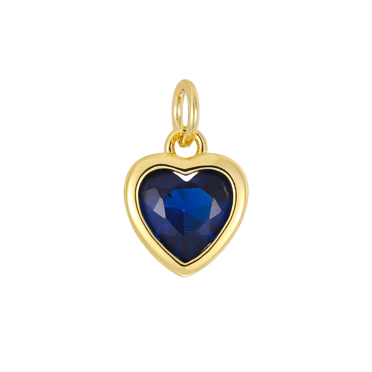 Love Gold Zircon Peach Heart Handmade High Pendants - Sapphire Blue; September (Single Pendant) MegaBDM