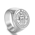 Steel Solomon Seal Jupiter Mars Mercury Moon Ring - 22 / No. 9 MegaBDM