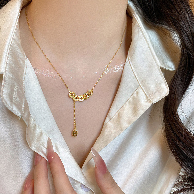 Women's Light Luxury Sier For Design High-grade Fur Fashion Necklaces - 8# Copper Coin Necklace MegaBDM