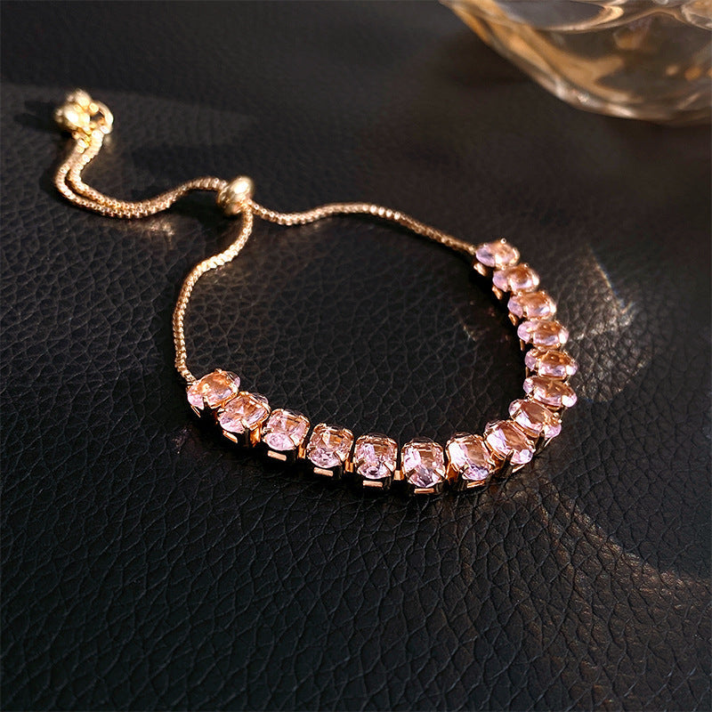 Women's Oval Leaf Small Fresh Gentle Temperament Light Luxury High Sense Bracelet - 3# Bracelet-Golden-Pink MegaBDM