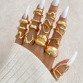 Women's Exaggerated Personalized Gold Irregular Oval Heart-shaped Open Rings - 15-Piece Set HS2099-2 MegaBDM