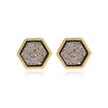 Women's Korean Starry Frosted For Fashion Hexagon Stud Earrings - 05 Gray 4583 MegaBDM