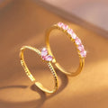 Heart Shape With Diamond Open Simple High Sense Rings - Gold Powder Drill MegaBDM
