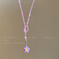 Women's Dopamine Flower Beaded For Sweet Cute Clavicle Chain Super Nice Necklaces - Purple MegaBDM
