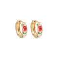 Ear Clip Colorful Flower Dripping Oil Earrings - Pink MegaBDM