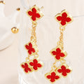 Women's Luxury Four-leaf Clover Alloy Flower Fashion Bracelet - Red MegaBDM