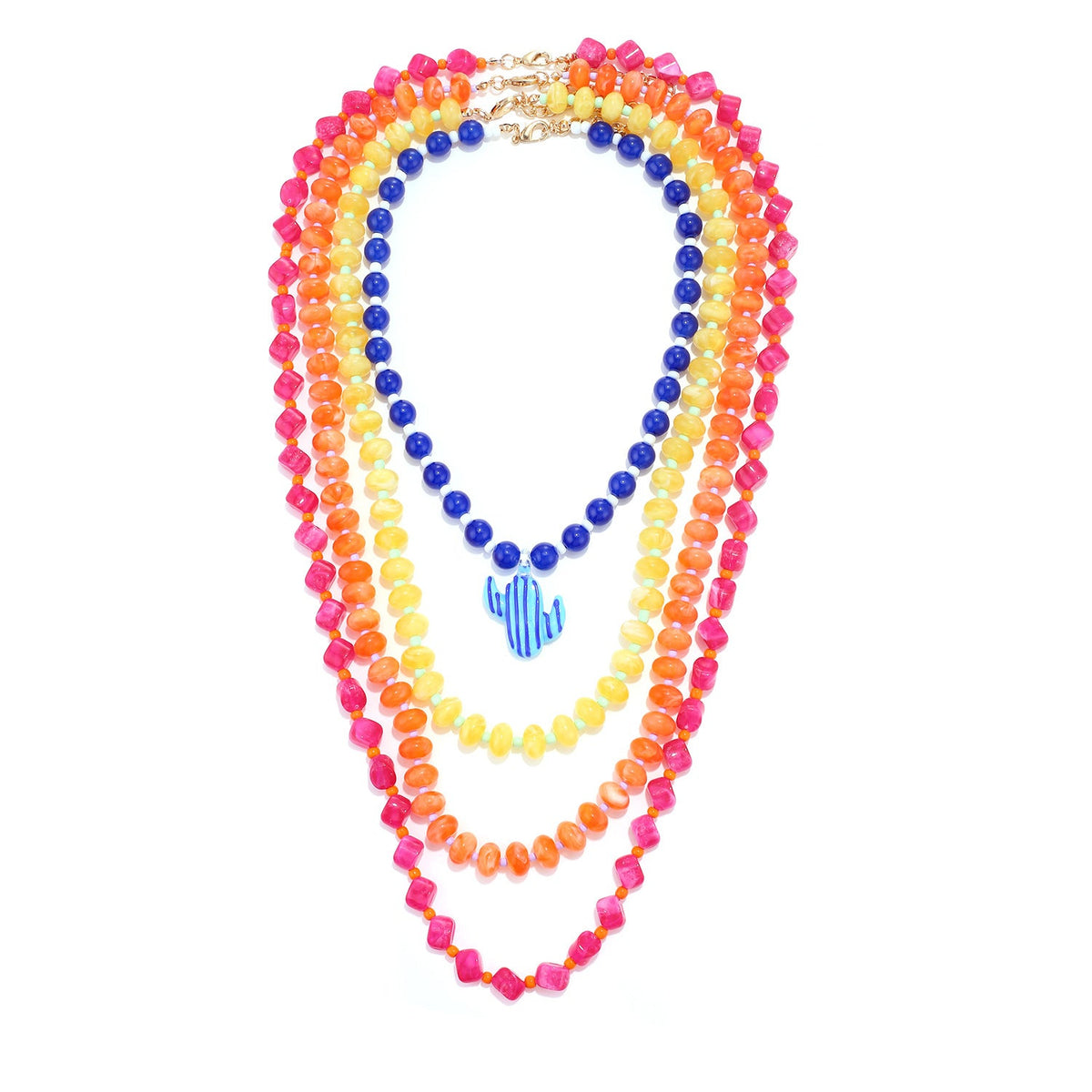 String Colorful Beads Cactus Waterfall High-grade Contrast Color Necklace MegaBDM