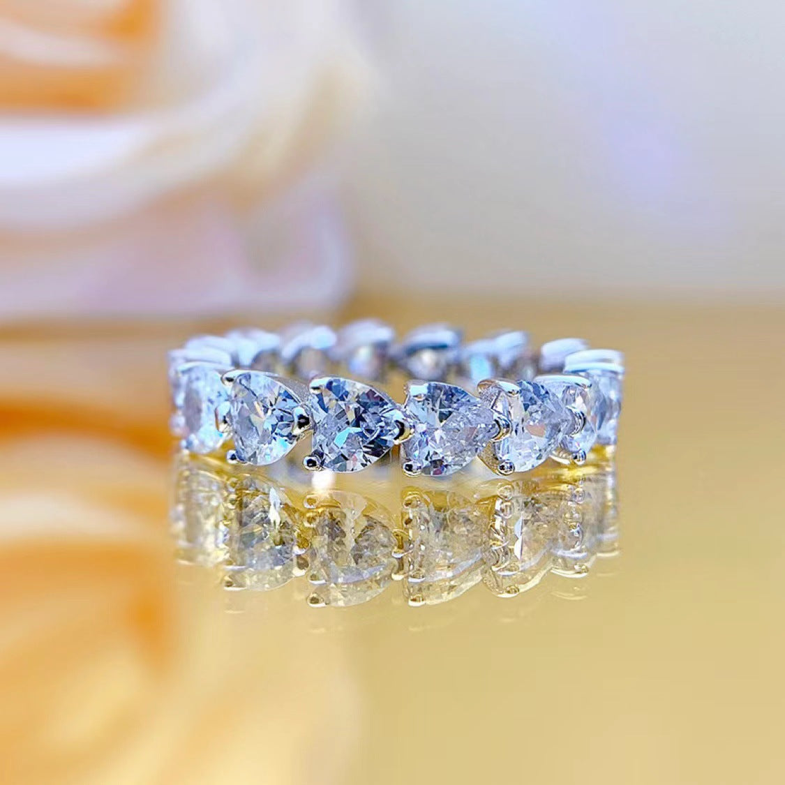 High Carbon Zircon Twin Female Style Sweet Rings MegaBDM