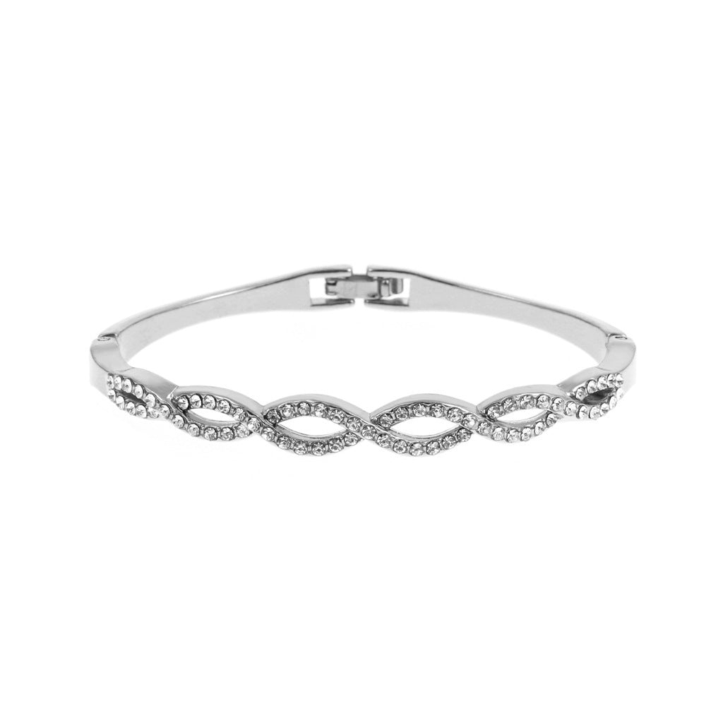Popular Full Diamond Hollow Cross Geometric Fashion Simple Bracelet - Silver MegaBDM