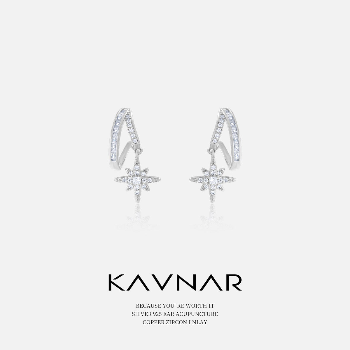 Geometric Irregular Metal Sterling Sier Zircon Stars High-grade Female Stud Earrings MegaBDM