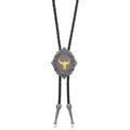 Men's Tie Leather String Horse Head Cow Alloy Long Sweater Chain Pendants - Cow Head-Black Skin MegaBDM