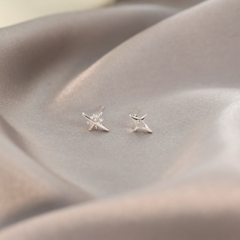 Women's Zircon Tassel Light Luxury High Sense Stud Earrings - 4# asterism stud earrings MegaBDM