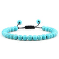 Fashion Haematite Beaded Turquoise Braided Rope Bracelet - Light Blue Turquoise MegaBDM