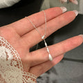 Women's Y-shaped Rhinestone Brushed Water Drop Retro Style Niche Exquisite High-grade Necklaces - Rhinestone Brushed Water Drop Necklace (White Silver) MegaBDM