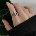 Exaggerated Geometry Female Sier Personalized Hip Rings - JZ9548 / Adjustable Opening MegaBDM