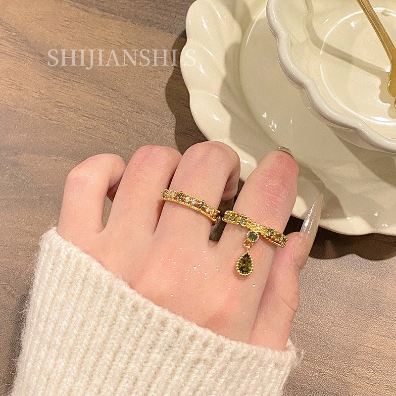 Women's Drop Olive Green Niche Artistic Conception Gang Drill Sense Of Ring MegaBDM