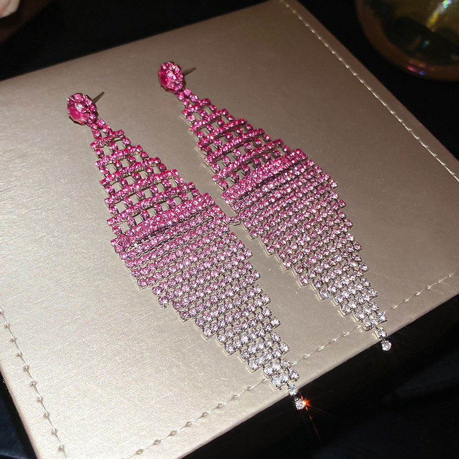 Women's Sier Diamond Tassel Light Luxury High-grade Simple Rings - 53# Silver Needle-Pink MegaBDM
