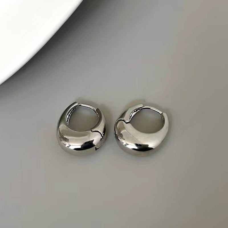 Metal Scenery Surface Fashion Temperament Commute Earrings - White Gold Color Ek3814 MegaBDM