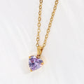 Women's Loving Heart Zircon Simple Heart-shaped Stainless Steel Clavicle Necklaces - [June] Blue Zirconium / Steel [Necklace 45 5]] MegaBDM