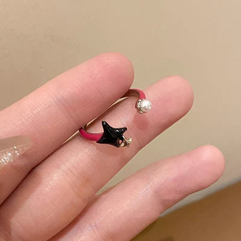 Women's Bow Tie Fashion Elegant Graceful Index Finger Light Luxury Minority Ring - Drip Eight-Pointed Stars Ring MegaBDM