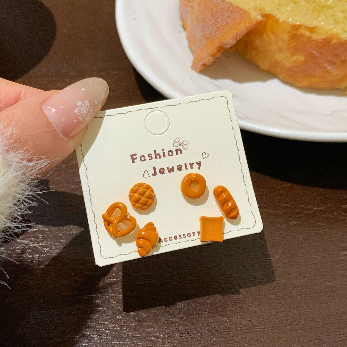 Bear Bread Party Earings Female Sier Needle Cute Personality Stud Earrings - BR02 Bread Three-Piece Set [Different Styles]] MegaBDM