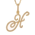 Women's & Men's Micro Inlaid Zircon Grass English Letter Pendants - H (Including Chain) Gold MegaBDM
