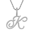 Body Grass English Letter Gold Inlaid Pendants - K (Silver) 60cm Hemp Flowers Chain MegaBDM