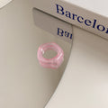 Summer Wind Sweet Color Transparent Healing Simple Trend Index Finger Ring - Pink / One Size MegaBDM