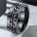 Men's Stainless Steel Chain Niche Trendy Titanium Rings - 23-e-1 All Black Rotating Roman Numerals / No. 6 MegaBDM