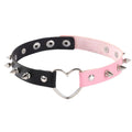 Style Punk Rock Leather Gothic Spike Trend Bracelets - Black and Pink Collar MegaBDM