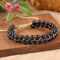 Colorful Tigereye Round Beads Hand-woven Adjustable Bracelet MegaBDM