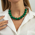Personalized Blooming Resin Round Beads String Of Clavicle Necklaces - Dark Green-0100 MegaBDM