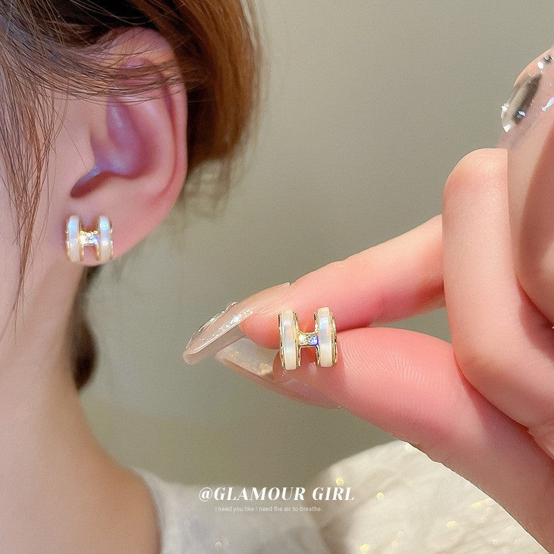 Women's Personality Fashion Trendy Light Luxury High-grade Earrings - 20# Silver Needle-Golden-Letters MegaBDM